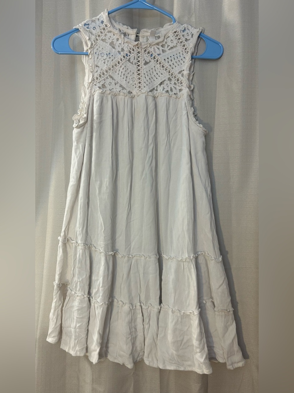 Xhilaration crochet high neck tiered dress cream